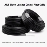 Câble à fibres optiques PMMA en cuir noir 0,75-3,0 mm à âme solide, guide de lumière à éclatement latéral pour plafond étoilé et éclairage de toit de voiture