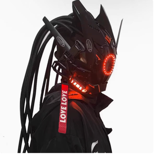 Topeng LED Karnaval Halloween Phantom, Desain Baru, Menyala, Lucu, Topeng LED Cyberpunk Bercahaya - Product Image 1