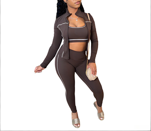Conjunto Deportivo Informal Nuevo Estilo Europeo Americano DD01600, Fabricación OEM ODM Personalizada, Transpirable, Absorbente de Sudor, Aloe, Corte Ajustado, para <span class=keywords><strong>Yoga</strong></span> - Product Image 3