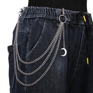 โซ่คาดเอวพร้อมจี้รูปพระจันทร์ หลายชั้น สไตล์ฮิปฮอป สตรีทแฟชั่น ทำจากโลหะผสมสังกะสี เหมาะสำหรับใส่ทุกวัน ขนาดปกติ - Product Image 5