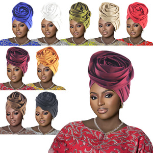 Turbante Elastico in 9 Colori con Motivi Floreali, Copricapo Etnico Musulmano, <span class=keywords><strong>Bandana</strong></span> Decorativa - Product Image 1