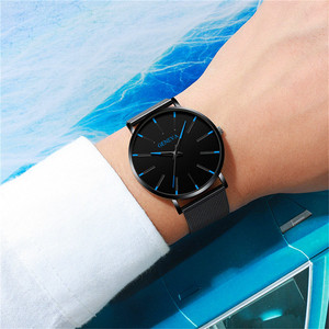 Reloj minimalista ultrafino de cuarzo para hombre, cronógrafo de negocios con correa de malla de acero inoxidable - Product Image 2