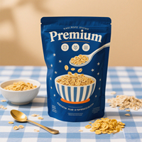 Doypack personnalisé refermable pour l'emballage de céréales de petit-déjeuner avec une encoche de déchirement facile et une fermeture à glissière pour les marques alimentaires