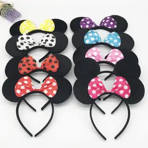 Oreilles de souris de dessin animé de fête d'anniversaire d'enfants mini avec bandeau d'oreilles d'animaux bowknot à pois