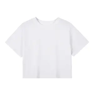 Bán Buôn Tùy Chỉnh Áo Phông Cắt Top 210 GSM Cotton T Áo Sơ Mi In Ấn Thêu Logo Cotton Crop Top Phụ Nữ