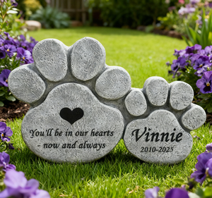 Batu Kenangan Jejak Kaki Hewan Peliharaan Buatan Tangan dari Resin Abu-abu, Hadiah Kenangan Kehilangan Hewan Peliharaan yang Dipersonalisasi, Dekorasi Taman Luar Ruangan untuk Hewan Peliharaan yang Telah Meninggal - Product Image 1