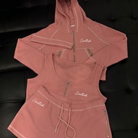 Tenues pour femmes, vêtements de mode, ensembles en tricot gaufré pour femmes, survêtement personnalisé, bandeau pour cheveux, sweat à capuche, débardeur et short