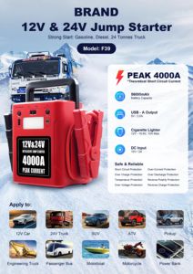 Máy khởi động bình ắc quy di động 56000mAh chất lượng cao 40000A, <span class=keywords><strong>12</strong></span>/<span class=keywords><strong>24V</strong></span>, dùng cho xe tải nhẹ và nặng, trạm điện di động - Product Image 6