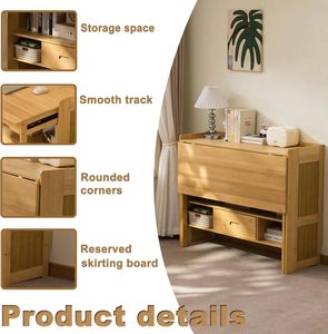 Escritorio Plegable de Bambú y Estantería <span class=keywords><strong>con</strong></span> Cajón, Mesa de Computadora Portátil Plegable, Ahorra Espacio, de Madera, para el Hogar, Dormitorio, Estudio u Oficina - Product Image 5