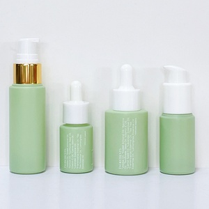 Emballage de soins de la peau personnalisé de luxe, flacon de lotion en verre givré vert mat de 30 ml, 50 ml, 100 ml, pots cosmétiques et flacon de sérum - Product Image 6