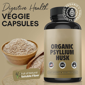 Capsules de cosse de psyllium Supplément de fibre entièrement naturelle Alternative à la poudre de cosse de psyllium, Capsules de cosse de psyllium pour la santé intestinale - Product Image 2
