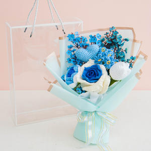 Mazzi di Natale fatti a uncinetto all'ingrosso fiori artificiali tulipani & <span class=keywords><strong>rose</strong></span> per la decorazione del partito regali di nozze - Product Image 1
