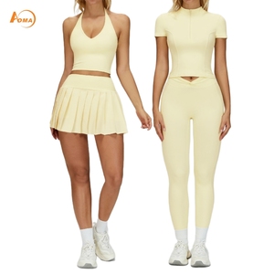 Ensemble de sport de haute qualité Aoyema pour la course à pied et le fitness, 6 pièces, <span class=keywords><strong>jupe</strong></span> de <span class=keywords><strong>tennis</strong></span> et leggings de sport - Product Image 1