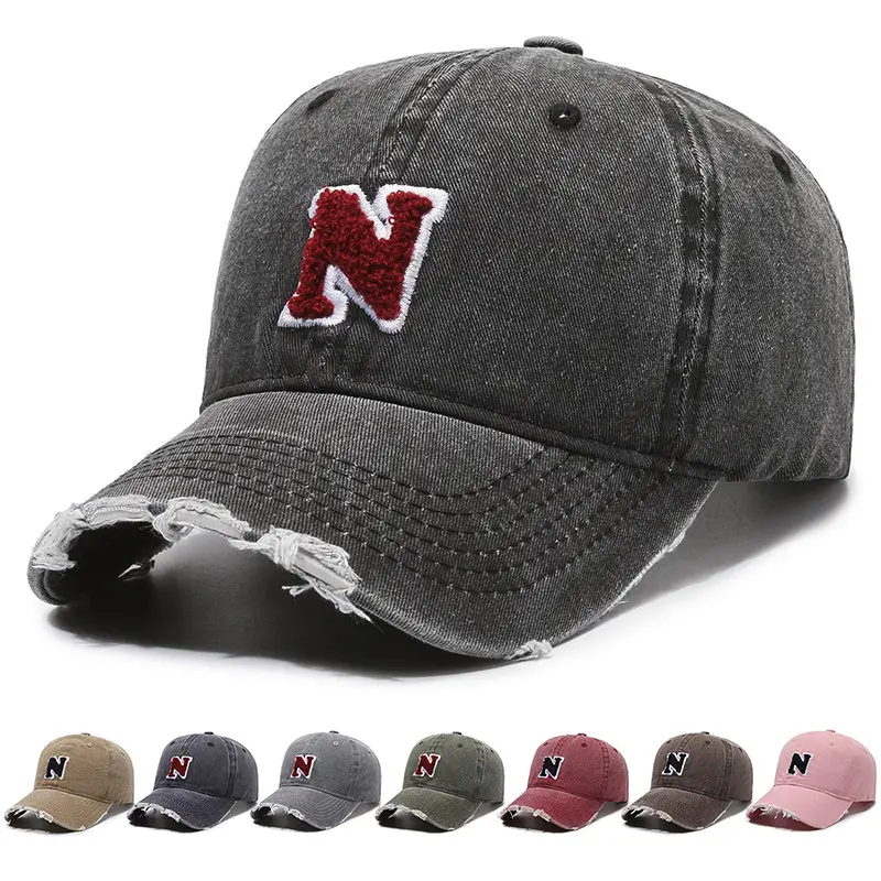 Quatre saisons lavage à faire vieux vintage bordure N marque parasol tendance mode casquette de baseball chapeau pour hommes et femmes