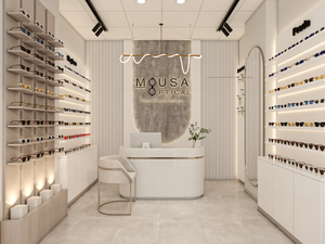 Gabinete <span class=keywords><strong>de</strong></span> exhibición decorativo <span class=keywords><strong>de</strong></span> diseño <span class=keywords><strong>de</strong></span> cadena <span class=keywords><strong>de</strong></span> gafas LED personalizado <span class=keywords><strong>de</strong></span> fábrica Solución integral Iluminación Led para Centro Comercial Grande - Product Image 5