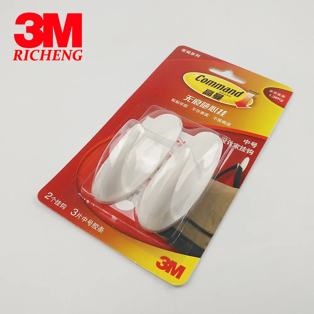 3M gancio adesivo rimovibile per murali, capacità 5 lb, plastica, bianco