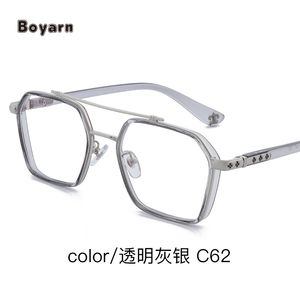 Boyarn Vintage <strong>Korean</strong> Trendy Oversize Double Beam Anti Blue Light Optical Spectacle <strong>Glasses</strong> Factory Wholesale - Product Image 4