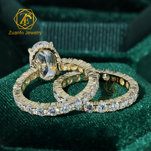 Bague de fiançailles vintage en or jaune 14 carats 18 carats 2CT 3CT ovale Moissanite diamant ensembles de mariée pour femmes cadeau de mariage fête anniversaire - Product Image 3