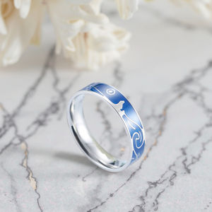 कलात्मक रोमांटिक जोड़े वैन गॉग के स्टाररी आकाश जोड़े रिंग कला छात्र तेल चित्रकला स्टार आकाश टाइटेनियम स्टील की अंगूठी - Product Image 3