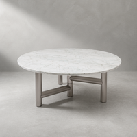 Maßgefertigter Moderner Runder Esstisch aus Natürlichem Royal-Jade-Marmor mit Silber Galvanisiertem Edelstahlrahmen für Zuhause, Hotel, Villa