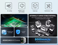 Machine de marquage laser à lumière verte à refroidissement par air, portable, 2D 3D, bloc de verre cristallin, boule, graveur laser interne sous-surface