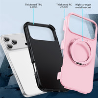 Casing Ponsel Hybrid TPU+PC Penyerap Guncangan untuk iPhone 18 17 16 15 Pro Max 360 °   Dudukan Cincin Magnetik Berputar