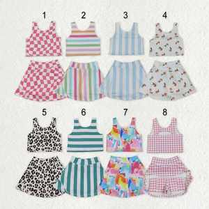 Conjuntos Deportivos de Dos Piezas para Niñas, Top sin Mangas y Falda, Ropa Deportiva para Gimnasio, Yoga, Venta al Por Mayor - Product Image 1