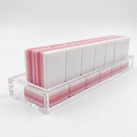 Ensemble de mahjong de luxe Gemma - Tuiles en acrylique rose et bleu irisé - Jeu pour 4 joueurs - Style américain moderne - Supports de jeu pour des soirées de jeu chics
