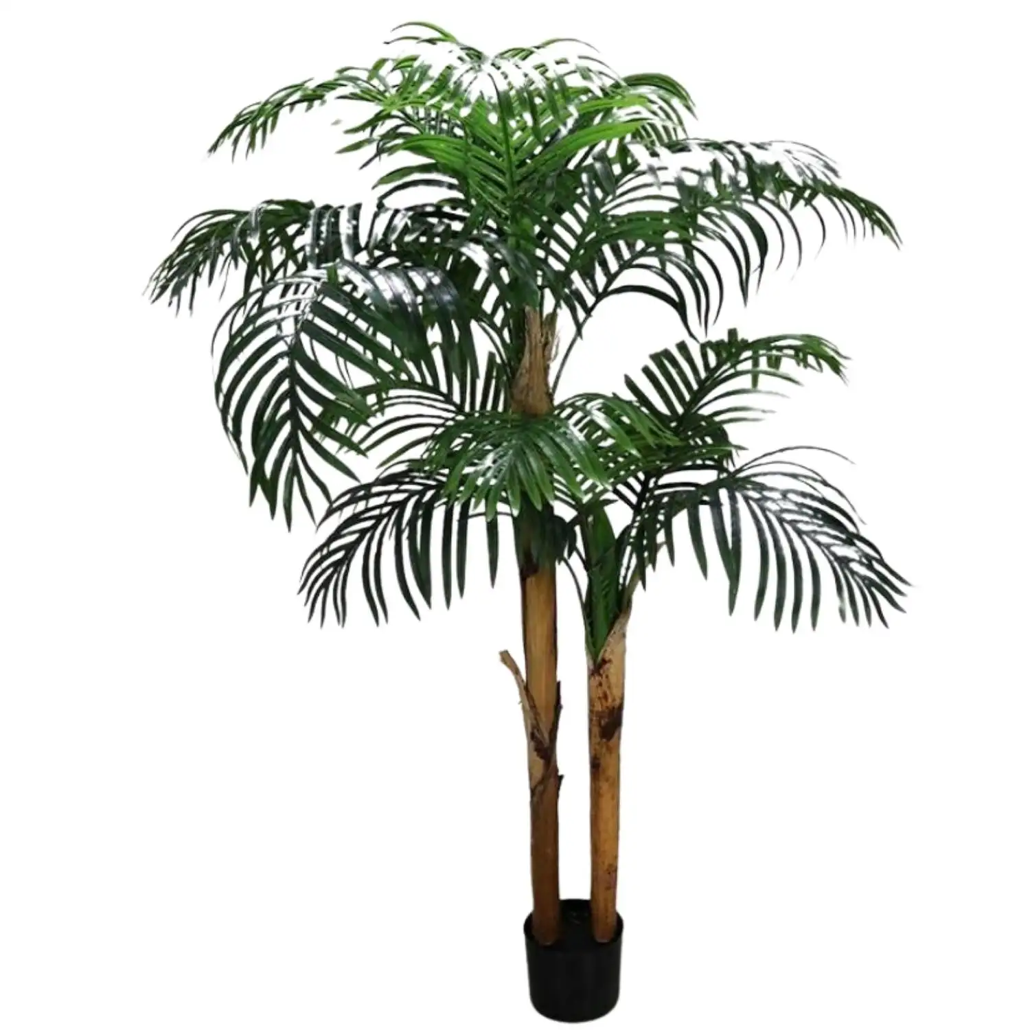 Arbre artificiel vert réaliste de vente chaude Faux palmier tropical en pot personnalisé avec de vrais palmiers artificiels d'écorce