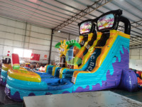 Nouveau toboggan aquatique gonflable de 20 pieds, prix d'usine, personnalisable, double piste, couleur arc-en-ciel, toboggan gonflable d'été pour enfants et adultes