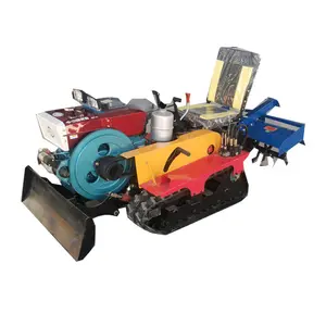 Machines agricoles Mini-ferme 50hp Tracked Ride Type Rotary Cultivator Paddy Field Crawler Tractor Rotary Tiller