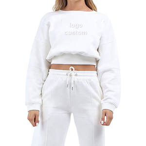 <span class=keywords><strong>Felpa</strong></span> corta girocollo da <span class=keywords><strong>donna</strong></span> alla moda <span class=keywords><strong>felpa</strong></span> girocollo <span class=keywords><strong>bianca</strong></span> Casual 100% cotone personalizzata da <span class=keywords><strong>donna</strong></span> - Product Image 2