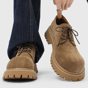 Chaussures Derby Vintage Britanniques pour Hommes Printemps 2026, Semelle Épaisse Rehaussante, Bottes Décontractées en Daim, Chaussures de Travail Tendance en Cuir - Product Image 2