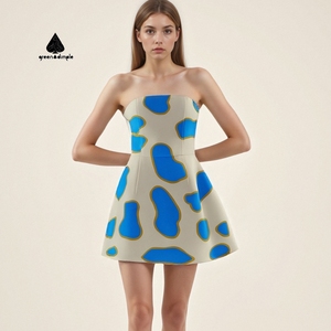 Color Block Dress - Off Shoulder Short Sleeve 2025