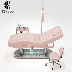 Cama de Masaje Eléctrica de 3 Motores para Estética Facial y Cosmética de Alta Calidad, Diseño Moderno en Color Rosa para Salón de Belleza - Product Image 3