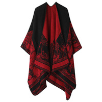 Châle en pashmina jacquard chinois en gros |   Écharpe cape au design Riverside pour femme, chaude et élégante