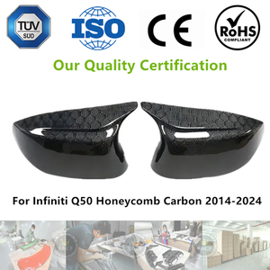 Đối với Infiniti Q50 Q60 V2 M phong cách sợi carbon xe gương chiếu hậu Bìa gương mũ đen tổ ong - Product Image 2
