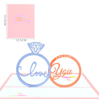 Carte de vœux créative, impression UV couleur, bague en diamant, invitation de mariage tridimensionnelle, carte 3D de bénédiction