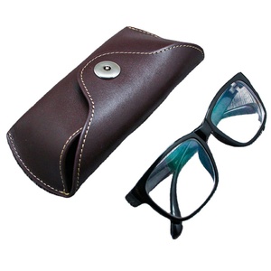 Luxury Real Leather Sunglasses Packaging Box Semi-Hard Genuine Leather Eyeglass Eye Wear <b>Case</b> Sun <b>Glasses</b> Pouch - Product Image 1