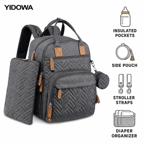 Zaino porta pannolini con tasche termiche per biberon, tasca laterale, cinghie per passeggino, organizer per pannolini, borsa per neonati per la mamma - Product Image 2