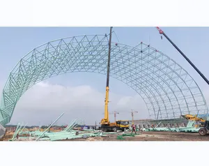 Large Span Space Frame Steel Structure Roof Coal Shed Storage Shelter For Power Plant
