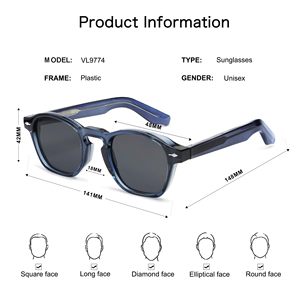 High Quality Luxury Round Acetate <b>Sunglasses</b> Fashion Vintage Custom Logo Shades Men Women - Product Image 2