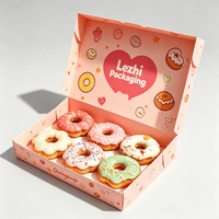 Boîtes à donuts personnalisées en gros, faciles à assembler, emballages alimentaires pour desserts, boîtes à donuts, boîtes à mochi donuts