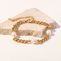Bracelet à chaîne cubaine en acier inoxydable de 6mm, Bracelet de perles plaqué or pour femmes et filles, nouvelle mode 2023