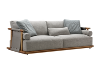 Canapé en cuir avec structure en bois massif, style minimaliste, canapé moderne, canapé à haute résilience