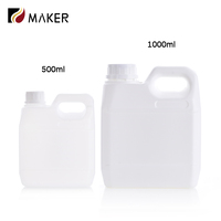 Tambour de jus de qualité alimentaire épaissi en PE 500ml 1L en plastique petite bouteille de seau d'essence d'huile moteur chimique d'alcool carré avec poignée