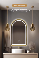 Miroir intelligent mural de style moderne à LED trois couleurs, salon, hôtel, interrupteur tactile, indice de protection IP44, arche semi-circulaire française