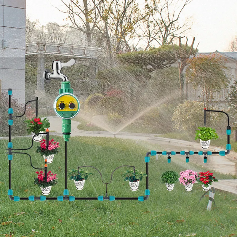 散水灌漑システムとコントロールボックス点滴灌漑自動水タイマー庭散水灌漑タイマーコントローラー