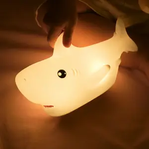 Shark Night Light Animal Touch Table Desk Lamp 7 Colors USB LED Nightlight for Kids