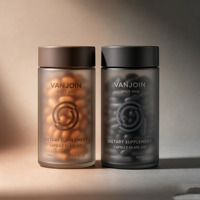 Conteneur en verre fin pour médicaments avec bouchon ABS, pot personnalisé pour comprimés de sommeil, huile de poisson, capsules de nutrition minérale, avec boîte cadeau